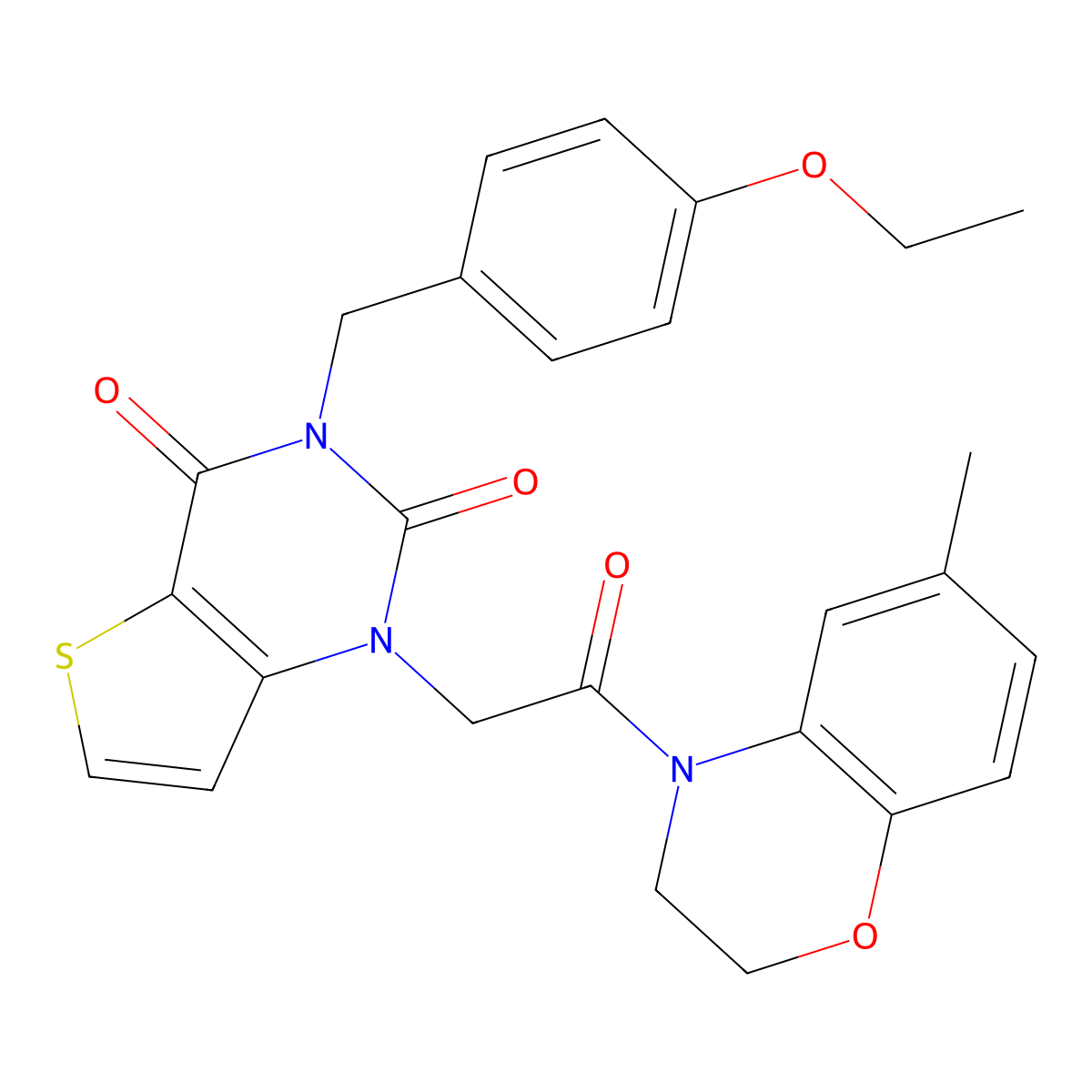 3-(4-ethoxybenzyl)-1-[2-(6-methyl-2,3-dihydro-4H-1,4-benzoxazin-4-yl)-2-oxoethyl]thieno[3,2-d]pyrimidine-2,4(1H,3H)-dione molecular structure, CAS 1252931-32-0