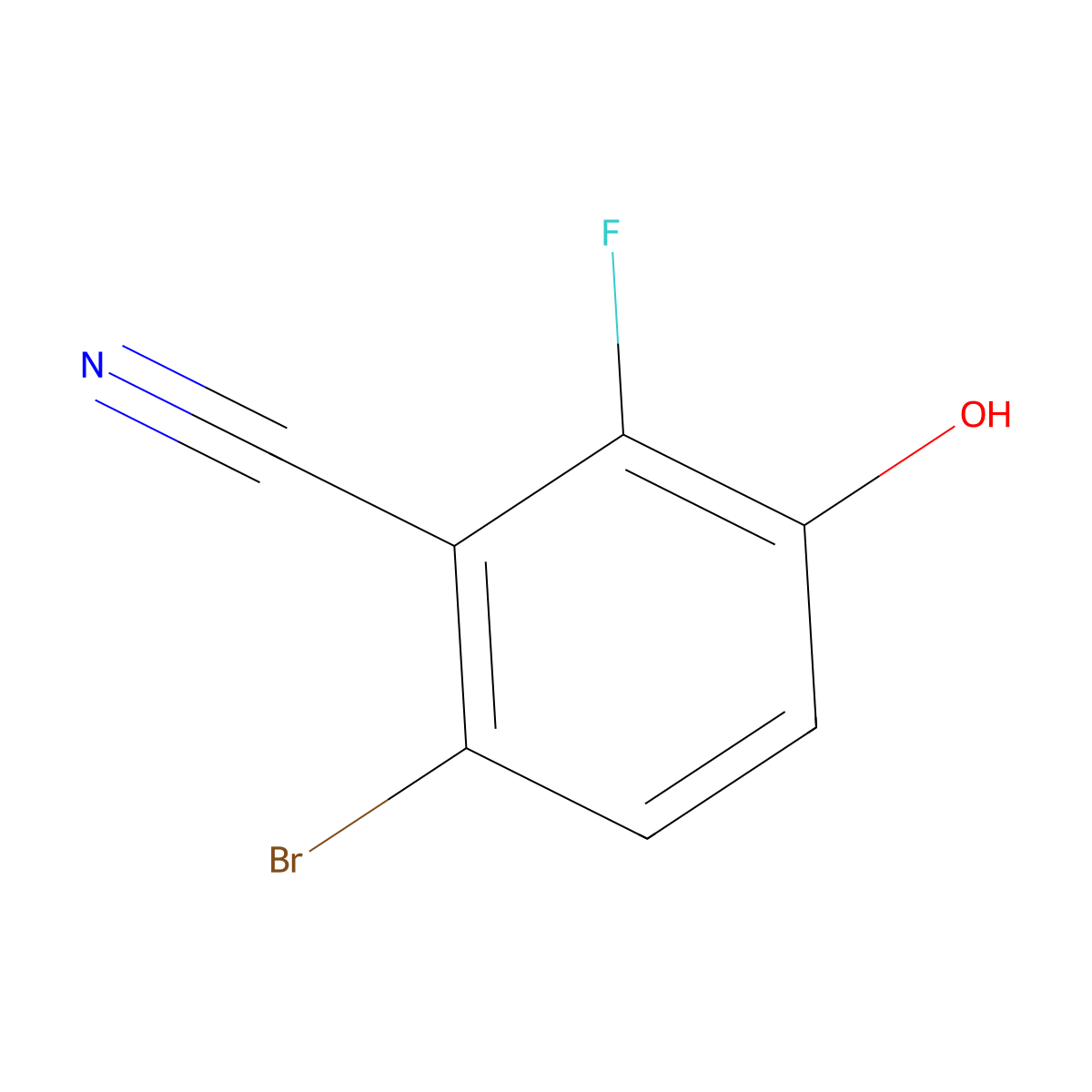 6-Bromo-2-fluoro-3-hydroxybenzonitrile molecular structure, CAS 1252988-96-7