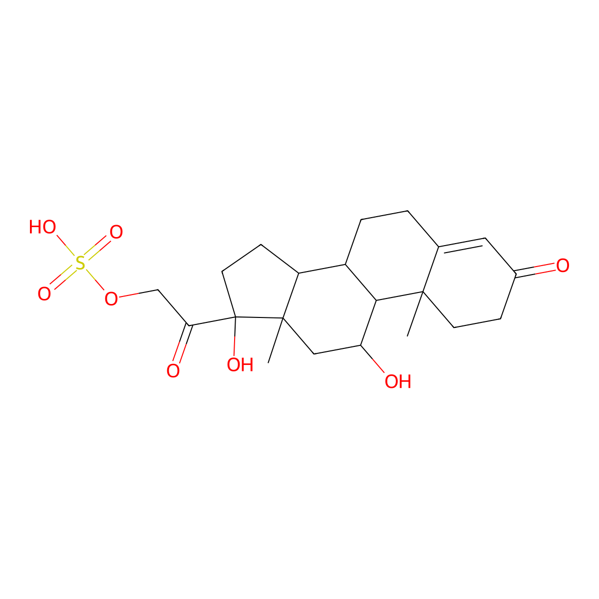 Cortisol sulfate molecular structure, CAS 1253-43-6