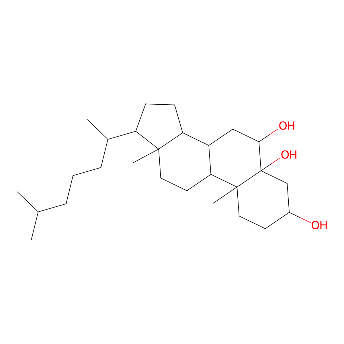 3beta,5alpha,6beta-Trihydroxycholestane molecular structure, CAS 1253-84-5