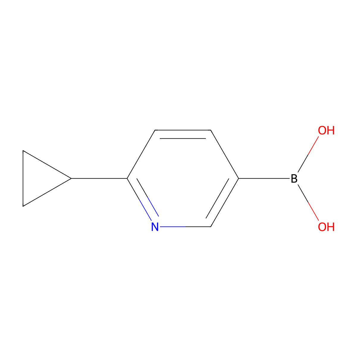(6-Cyclopropylpyridin-3-yl)boronic acid molecular structure, CAS 1253055-87-6