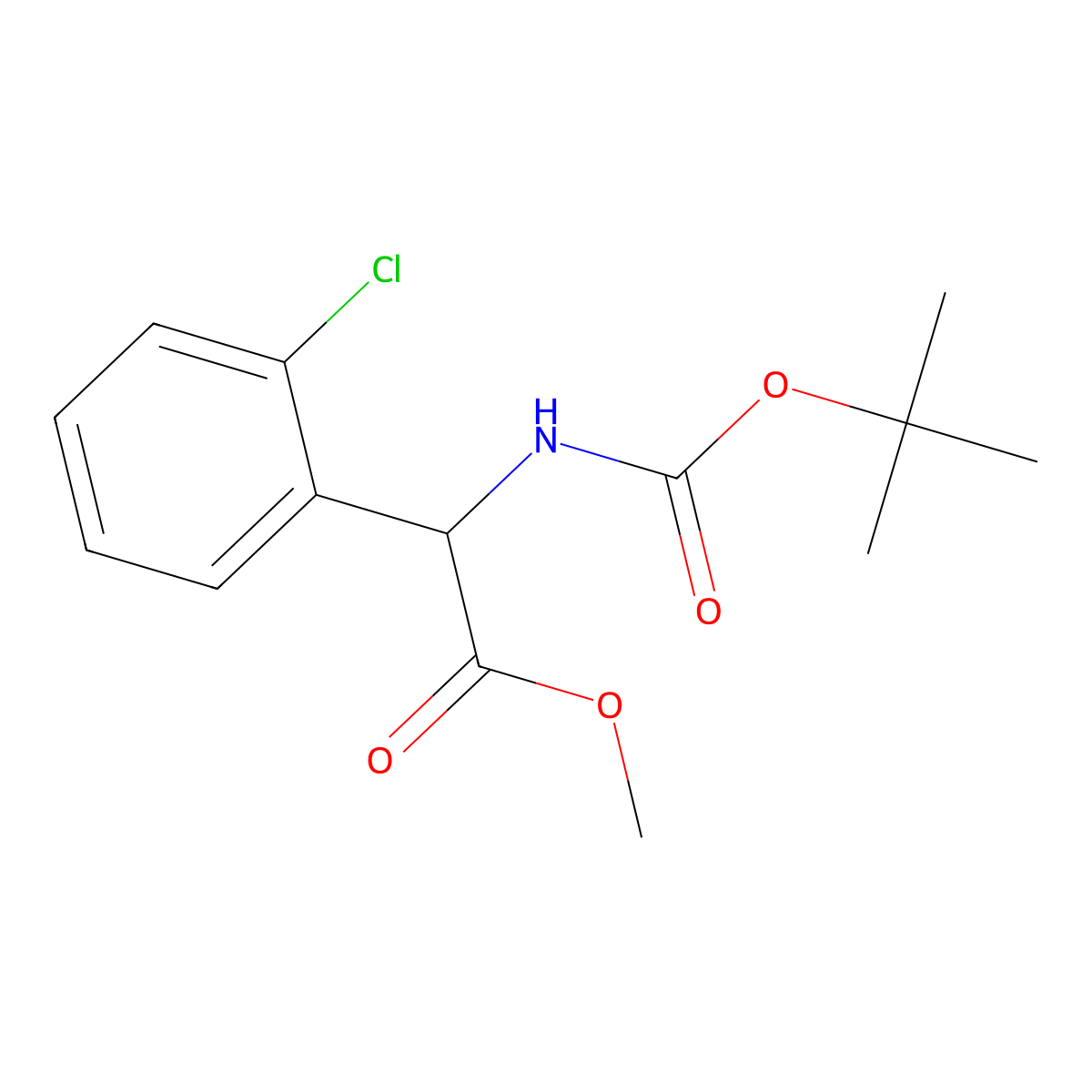 Methyl 2-{[(tert-butoxy)carbonyl]amino}-2-(2-chlorophenyl)acetate molecular structure, CAS 1253091-76-7