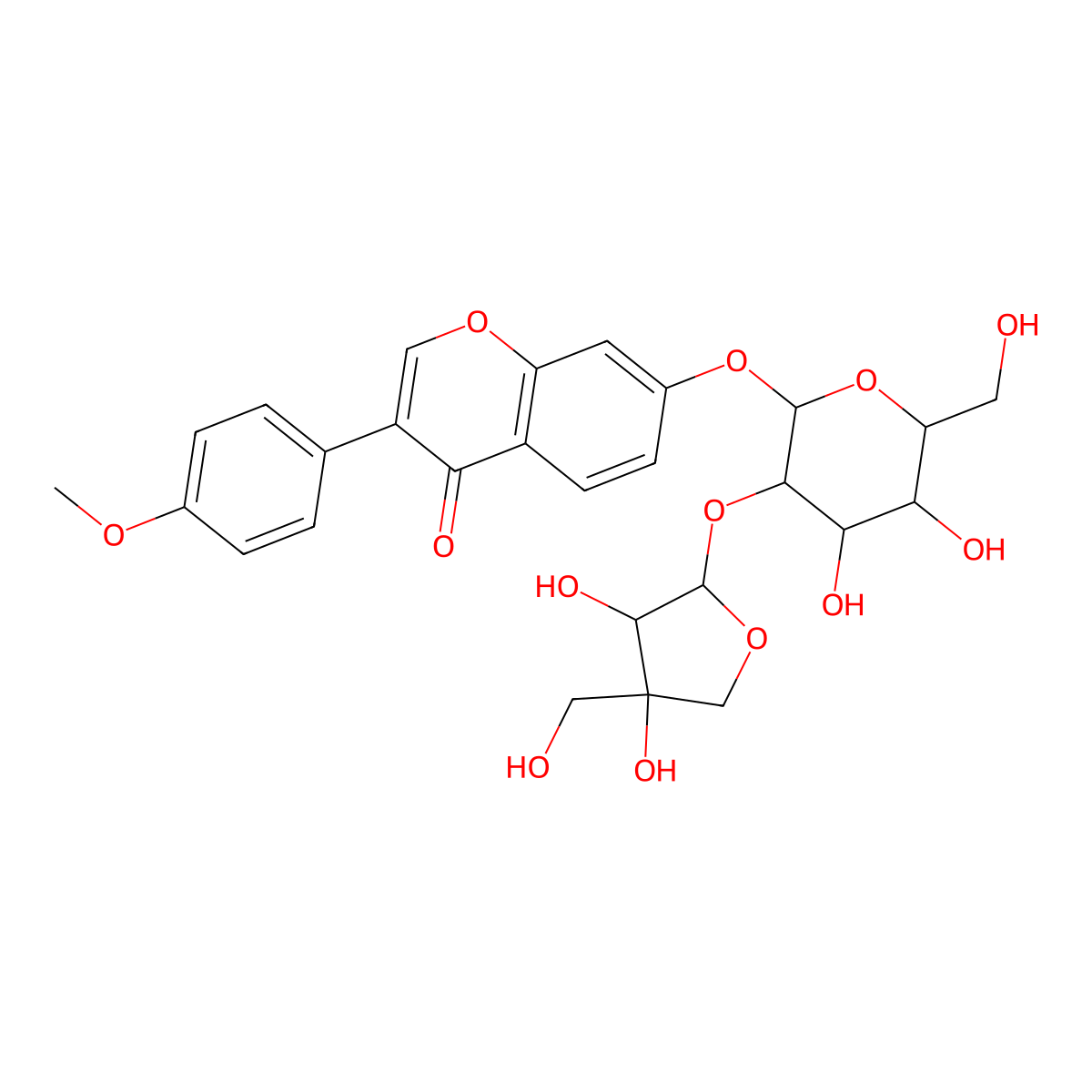 7-((2S,3R,4S,5S,6R)-3-((2S,3R,4R)-3,4-dihydroxy-4-(hydroxymethyl)oxolan-2-yl)oxy-4,5-dihydroxy-6-(hydroxymethyl)oxan-2-yl)oxy-3-(4-methoxyphenyl)chromen-4-one molecular structure, CAS 125310-04-5