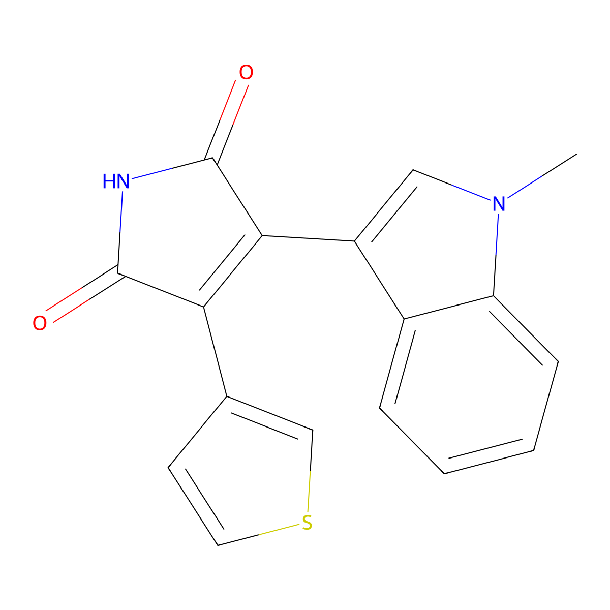 3-(1-methyl-1H-indol-3-yl)-4-(thiophen-3-yl)-1H-pyrrole-2,5-dione molecular structure, CAS 125313-45-3
