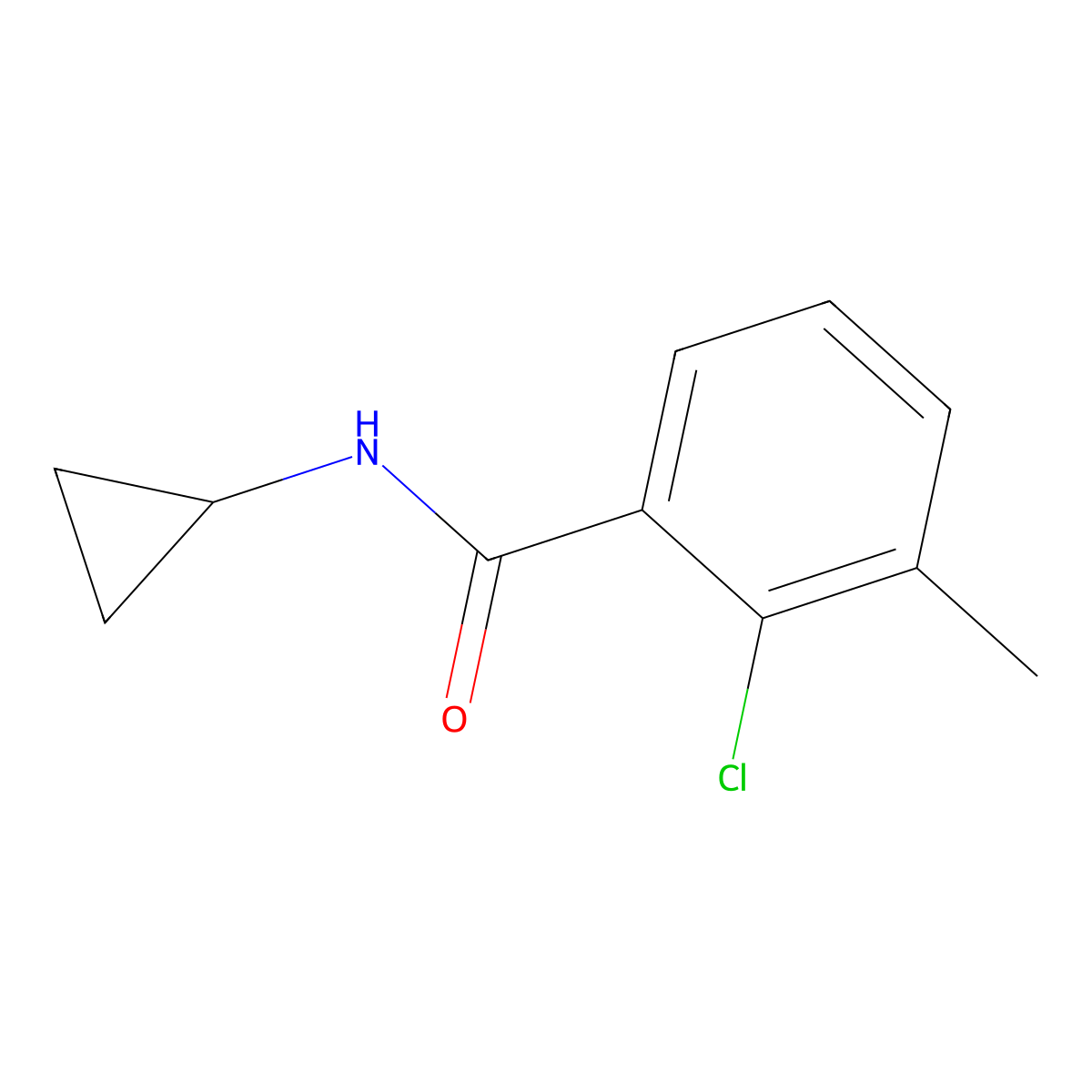 2-chloro-N-cyclopropyl-3-methylbenzamide molecular structure, CAS 1253191-46-6