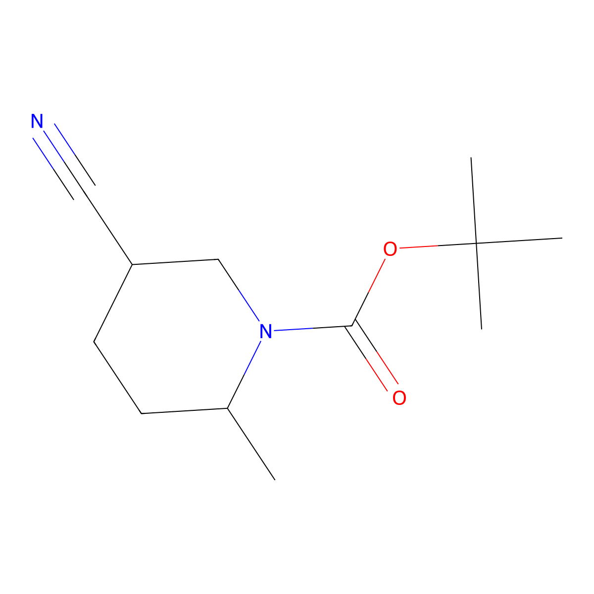 tert-Butyl (2R,5S)-5-cyano-2-methylpiperidine-1-carboxylate molecular structure, CAS 1253200-84-8