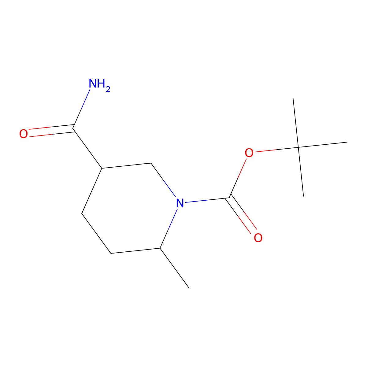 Tert-butyl 5-carbamoyl-2-methylpiperidine-1-carboxylate molecular structure, CAS 1253200-93-9