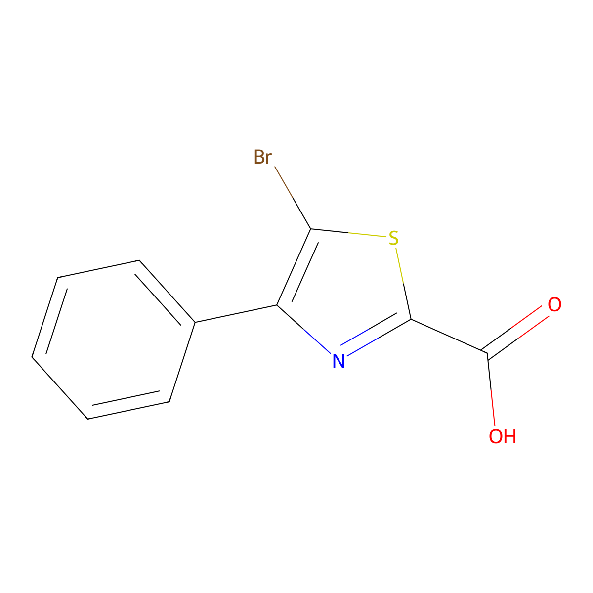 5-Bromo-4-phenylthiazole-2-carboxylic acid molecular structure, CAS 1253201-96-5