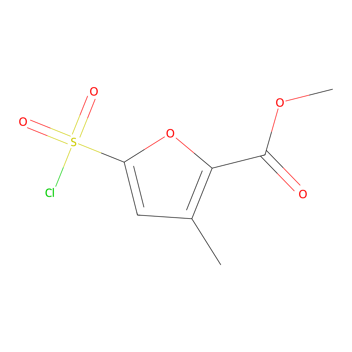 Methyl 5-(chlorosulfonyl)-3-methylfuran-2-carboxylate molecular structure, CAS 1253225-69-2