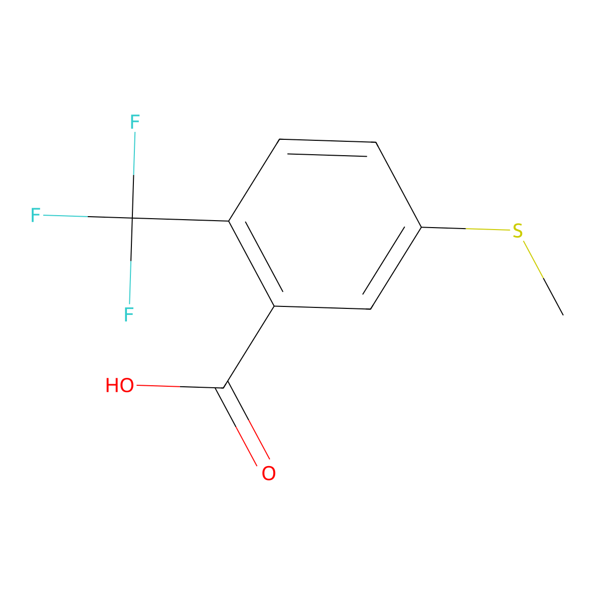 5-(Methylsulfanyl)-2-(trifluoromethyl)benzoic acid molecular structure, CAS 1253226-15-1