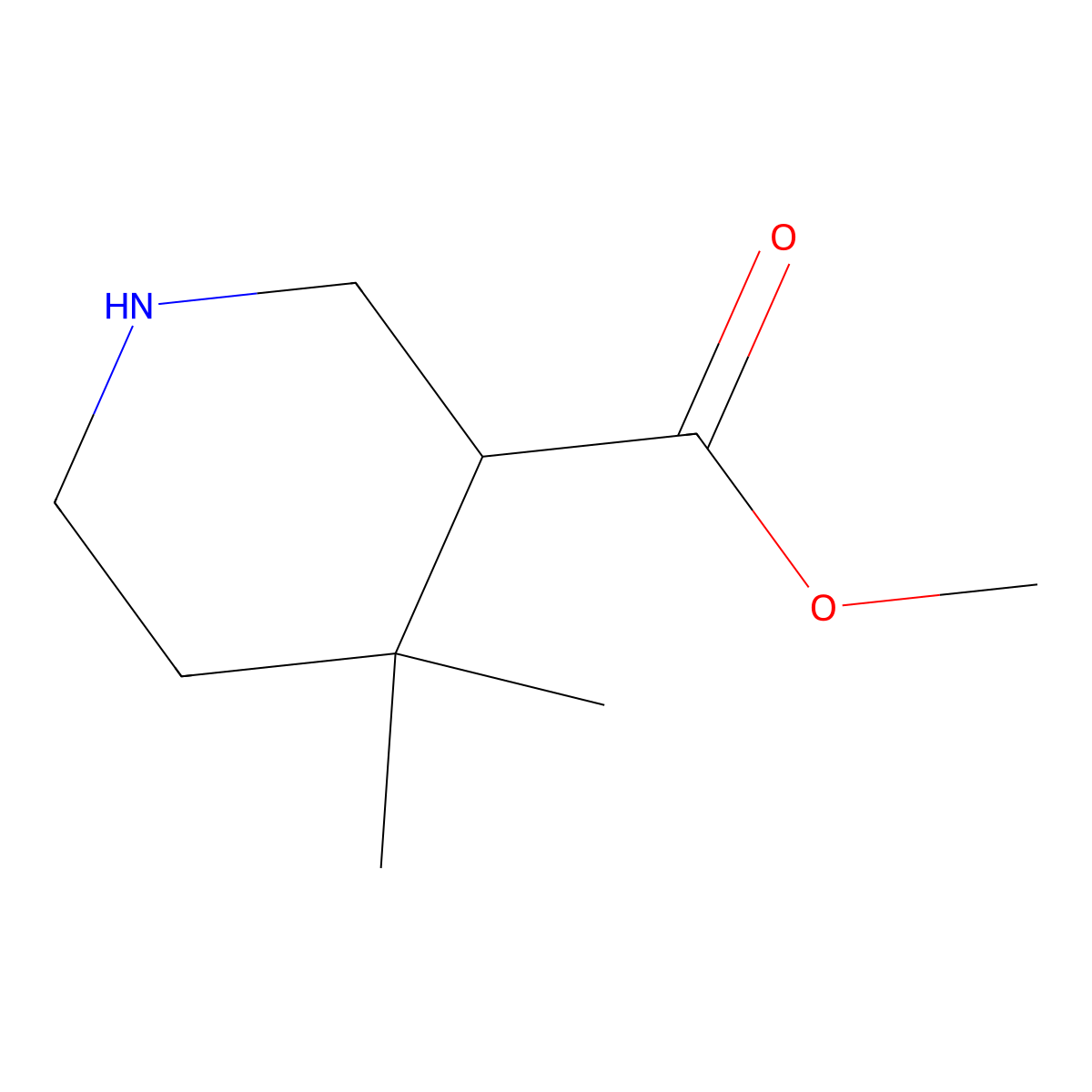 Methyl 4,4-dimethylpiperidine-3-carboxylate molecular structure, CAS 1253226-40-2