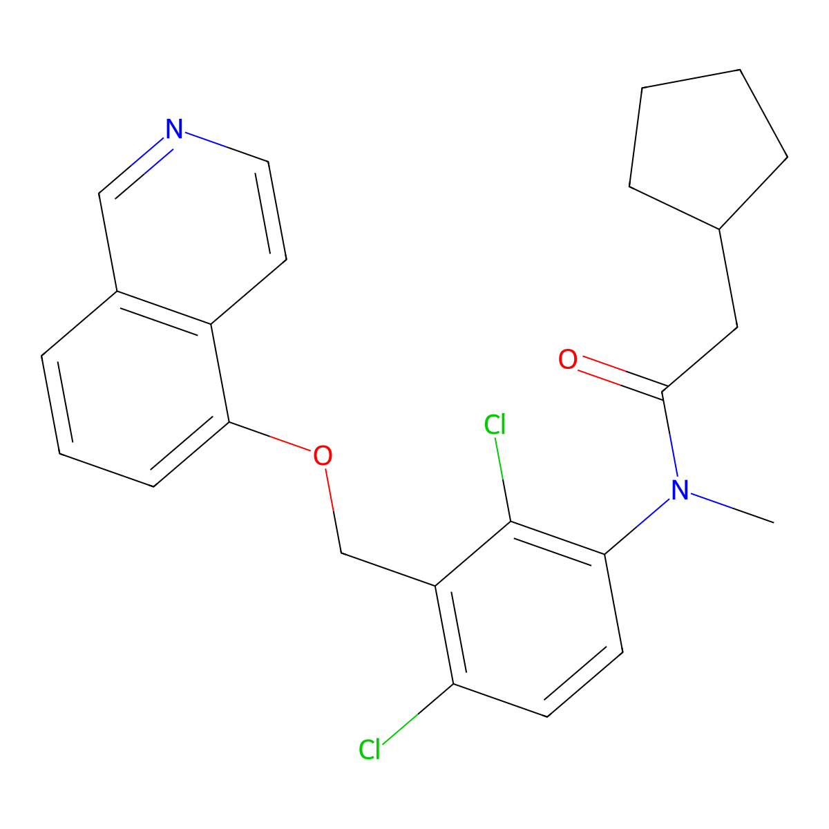 2-Cyclopentyl-n-(2,4-dichloro-3-((isoquinolin-5-yloxy)methyl)phenyl)-n-methylacetamide molecular structure, CAS 1253226-93-5