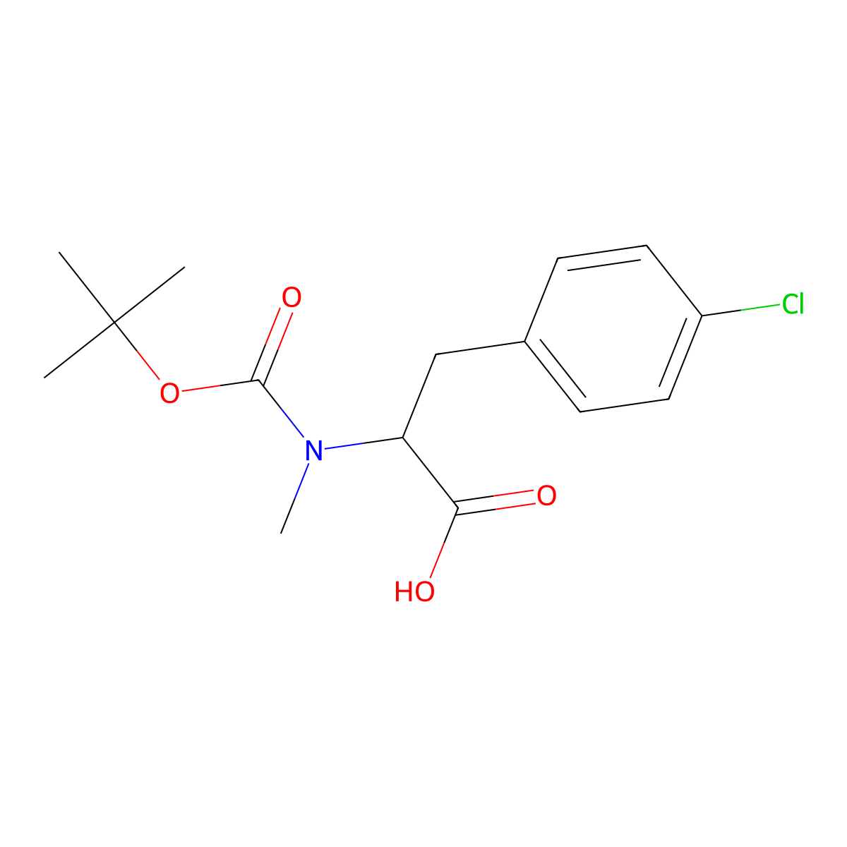 (R)-2-((tert-Butoxycarbonyl)(methyl)amino)-3-(4-chlorophenyl)propanoic acid molecular structure, CAS 125324-00-7