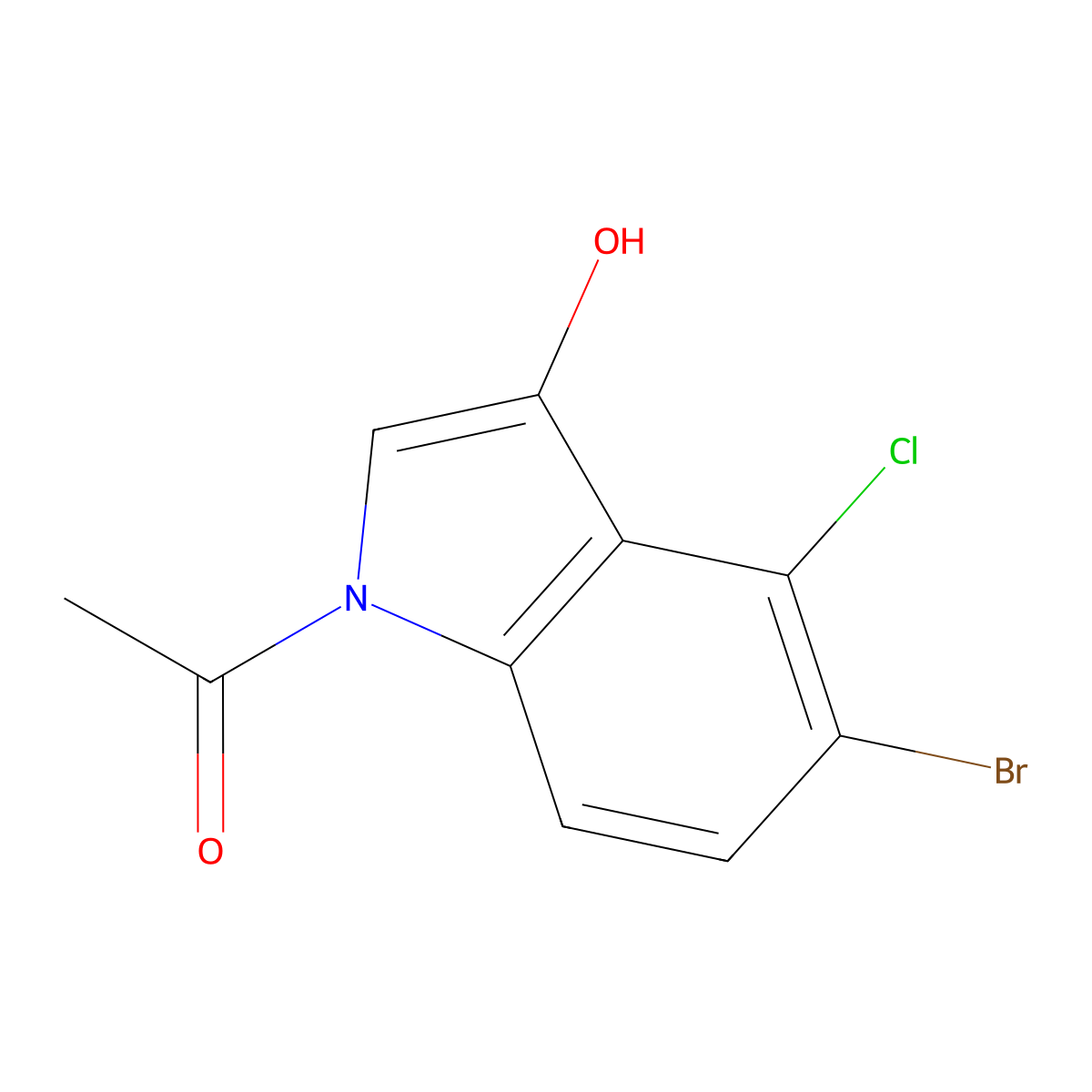 1-(5-Bromo-4-chloro-3-hydroxy-1H-indol-1-yl)ethanone molecular structure, CAS 125328-76-9