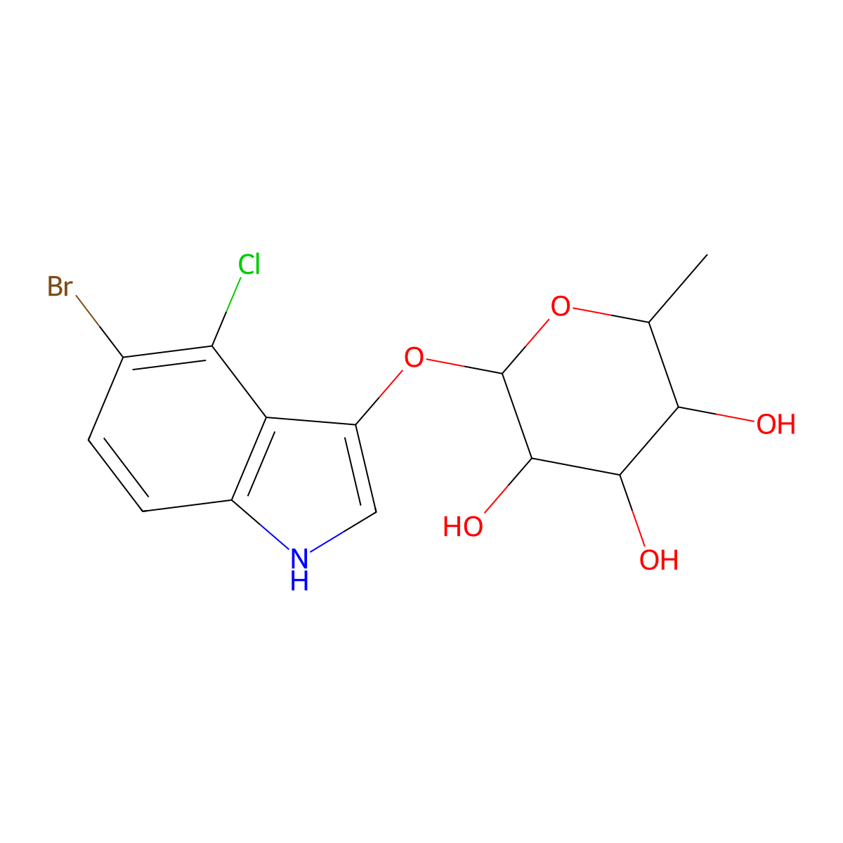 beta-L-Galactopyranoside, 5-bromo-4-chloro-1H-indol-3-yl 6-deoxy- molecular structure, CAS 125328-84-9