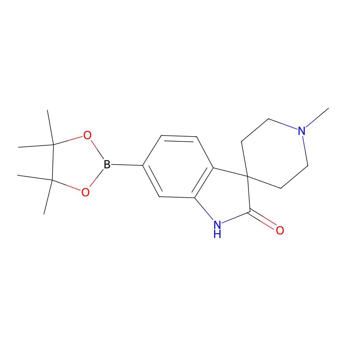 1'-Methyl-6-(4,4,5,5-tetramethyl-1,3,2-dioxaborolan-2-YL)spiro[indoline-3,4'-piperidin]-2-one molecular structure, CAS 1253288-10-6