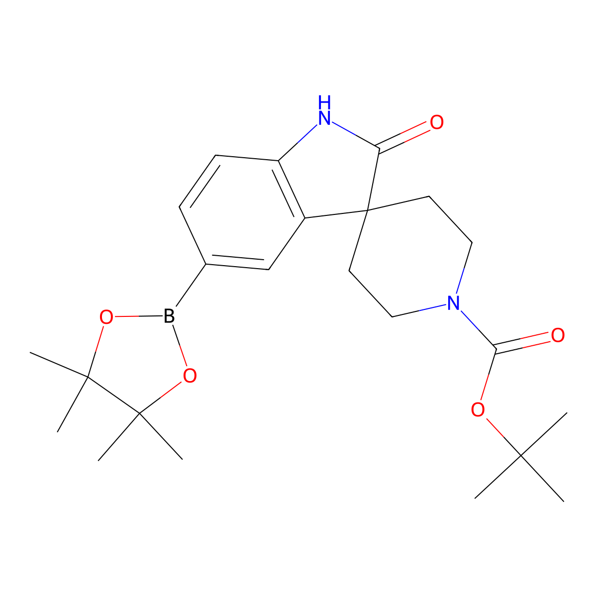 tert-Butyl 2-oxo-5-(4,4,5,5-tetramethyl-1,3,2-dioxaborolan-2-yl)spiro[indoline-3,4'-piperidine]-1'-carboxylate molecular structure, CAS 1253288-12-8