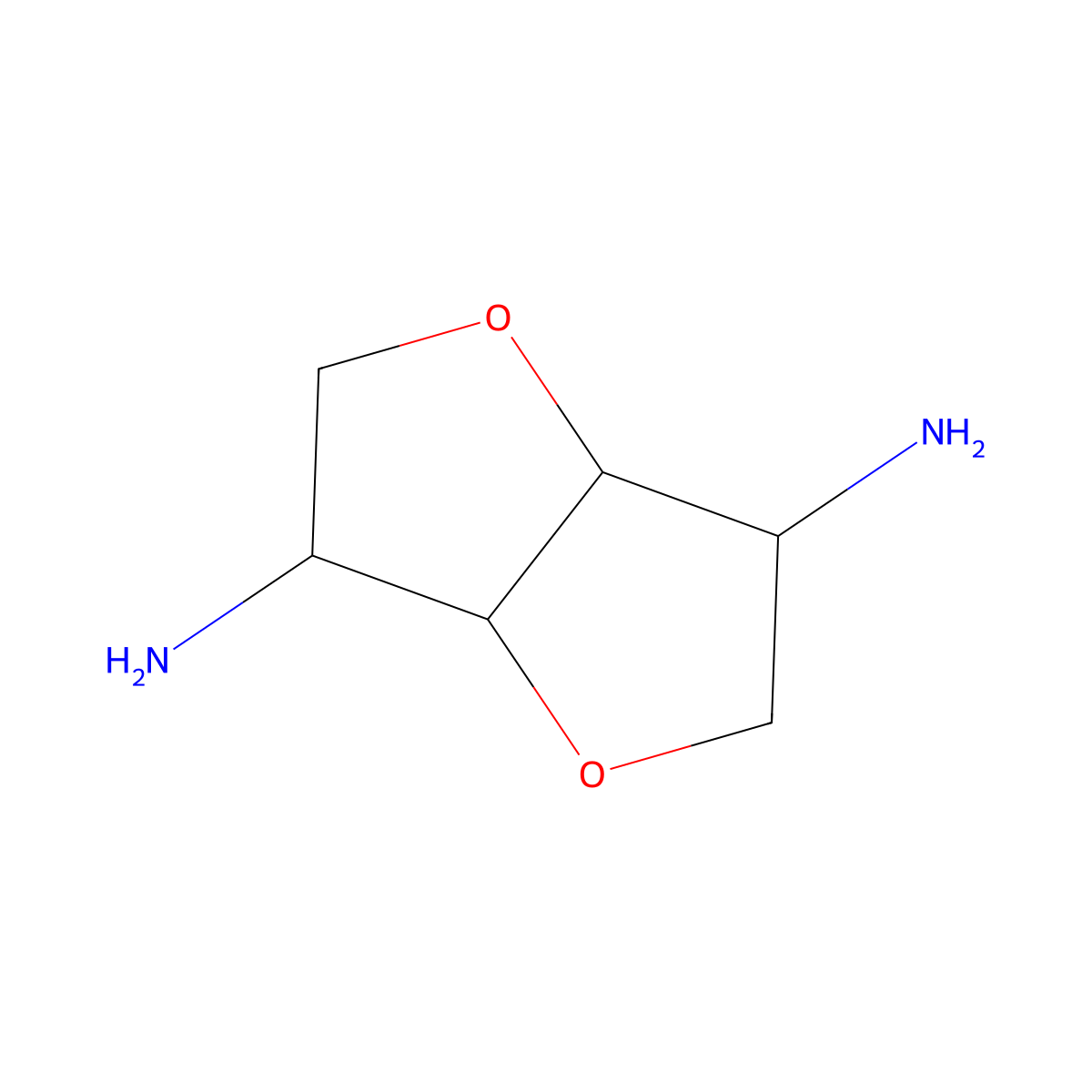 (3S,3aR,6S,6aR)-hexahydrofuro[3,2-b]furan-3,6-diamine molecular structure, CAS 125335-70-8