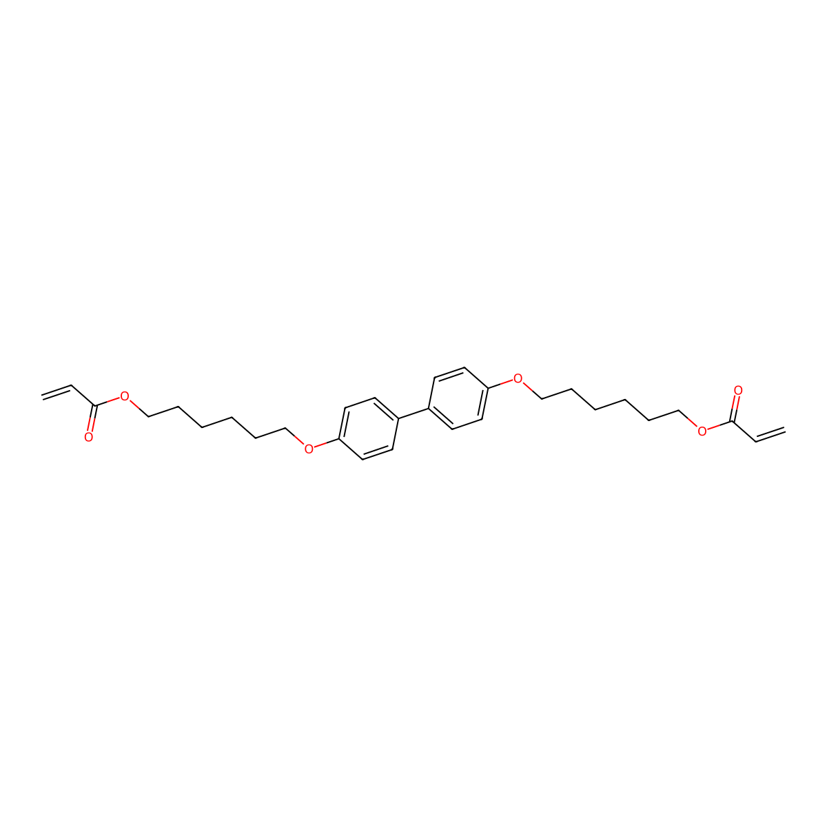 ([1,1'-Biphenyl]-4,4'-diylbis(oxy))bis(hexane-6,1-diyl) diacrylate molecular structure, CAS 125337-31-7