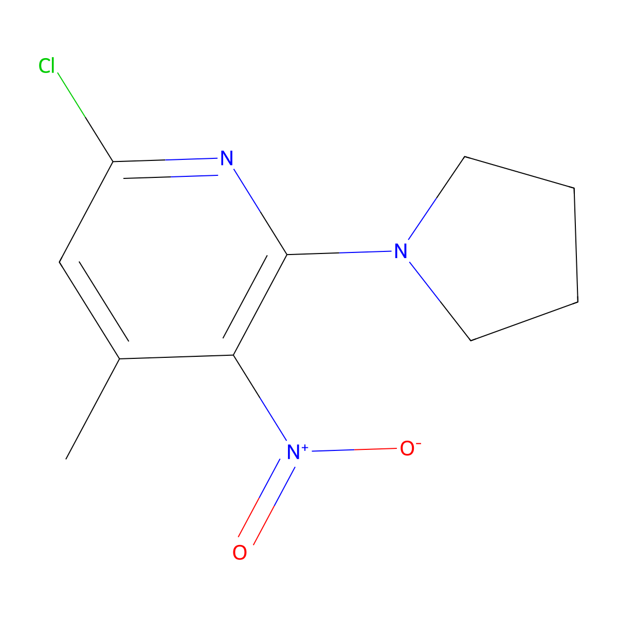 6-Chloro-4-methyl-3-nitro-2-(pyrrolidin-1-yl)pyridine molecular structure, CAS 1253378-59-4