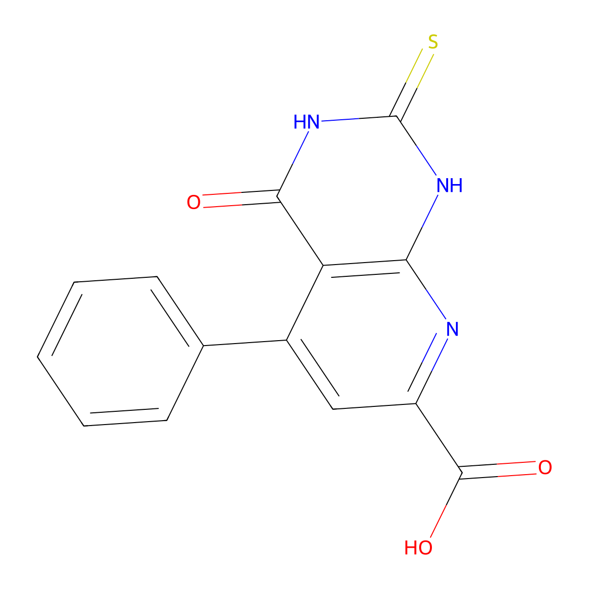 2-Mercapto-4-oxo-5-phenyl-1,4-dihydropyrido[2,3-d]pyrimidine-7-carboxylic acid molecular structure, CAS 1253394-73-8