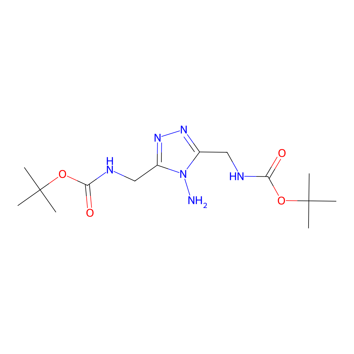 tert-butyl N-{[4-amino-5-({[(tert-butoxy)carbonyl]amino}methyl)-4H-1,2,4-triazol-3-yl]methyl}carbamate molecular structure, CAS 1253420-36-8