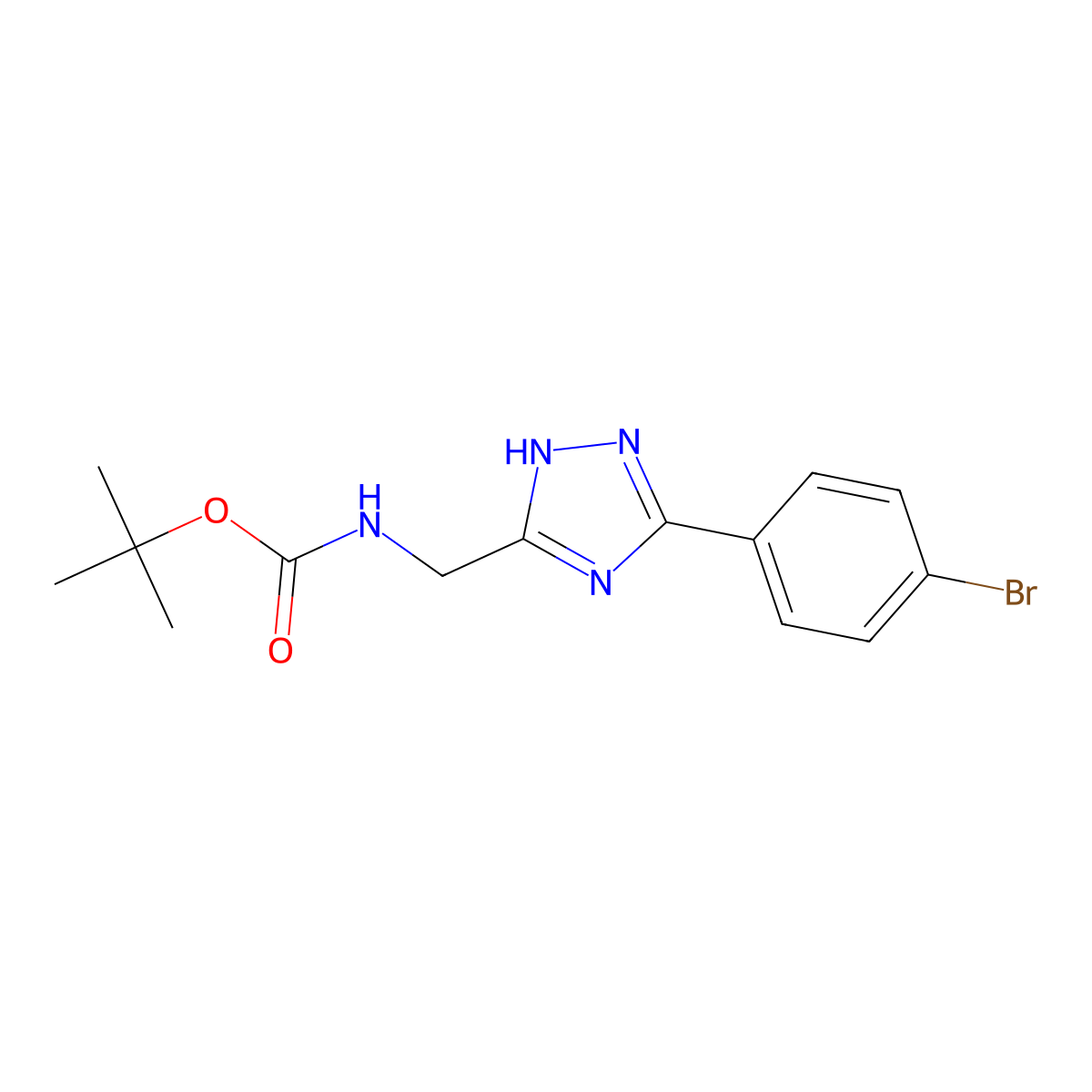 tert-butyl N-{[3-(4-bromophenyl)-1H-1,2,4-triazol-5-yl]methyl}carbamate molecular structure, CAS 1253420-53-9