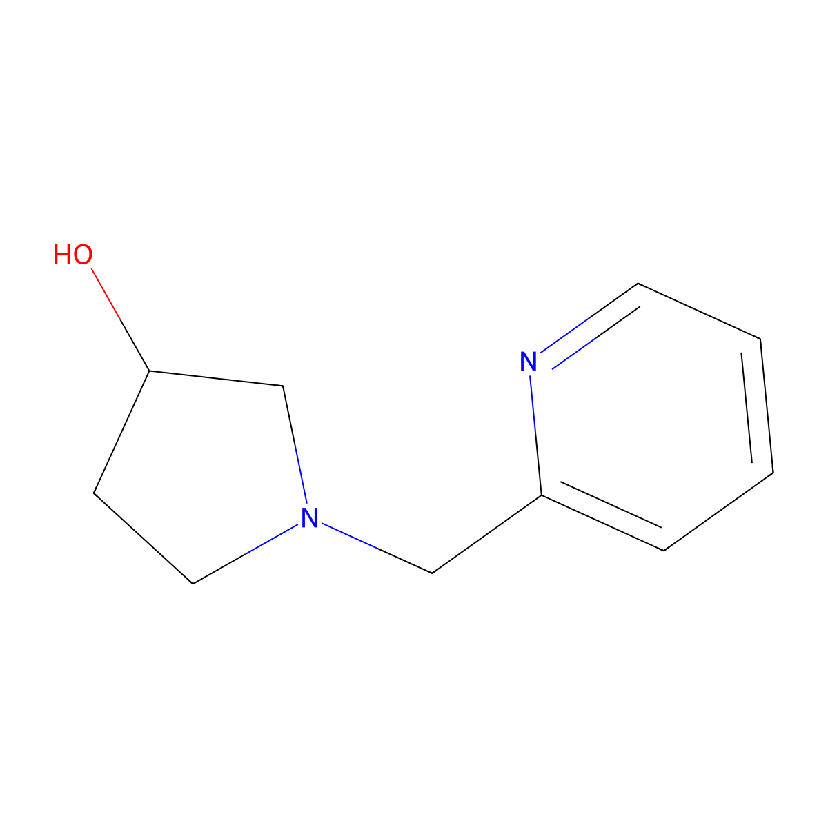 1-(Pyridin-2-ylmethyl)pyrrolidin-3-ol molecular structure, CAS 125348-95-0