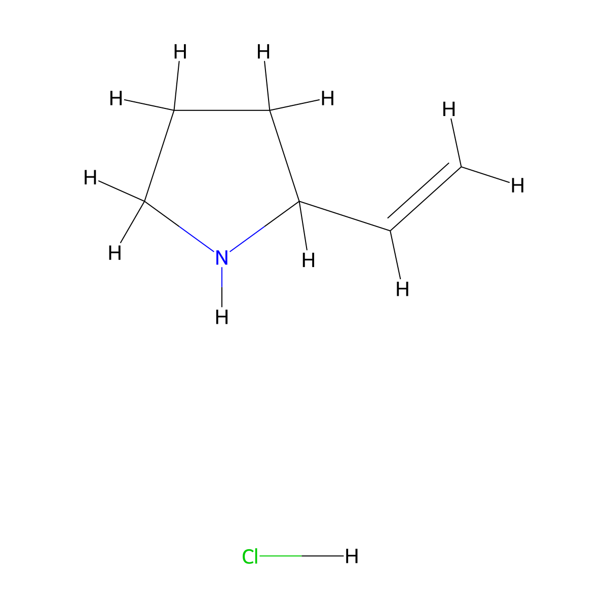 2-Ethenylpyrrolidine hydrochloride molecular structure, CAS 125348-98-3