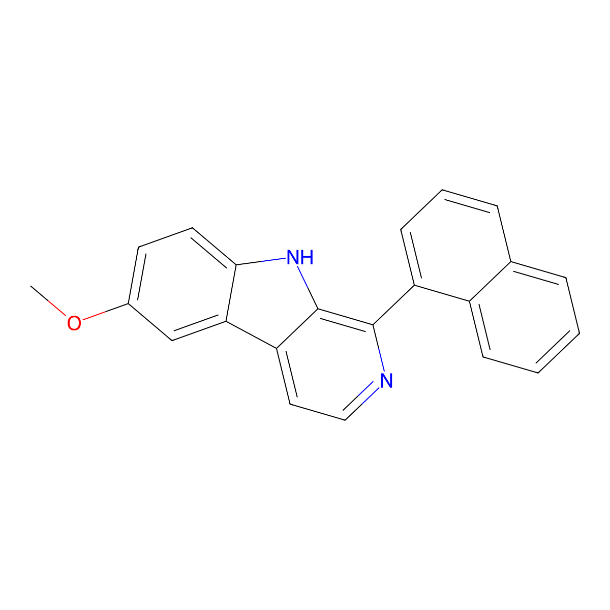 6-methoxy-1-(naphthalen-1-yl)-9H-pyrido(3,4-b)indole molecular structure, CAS 1253491-42-7