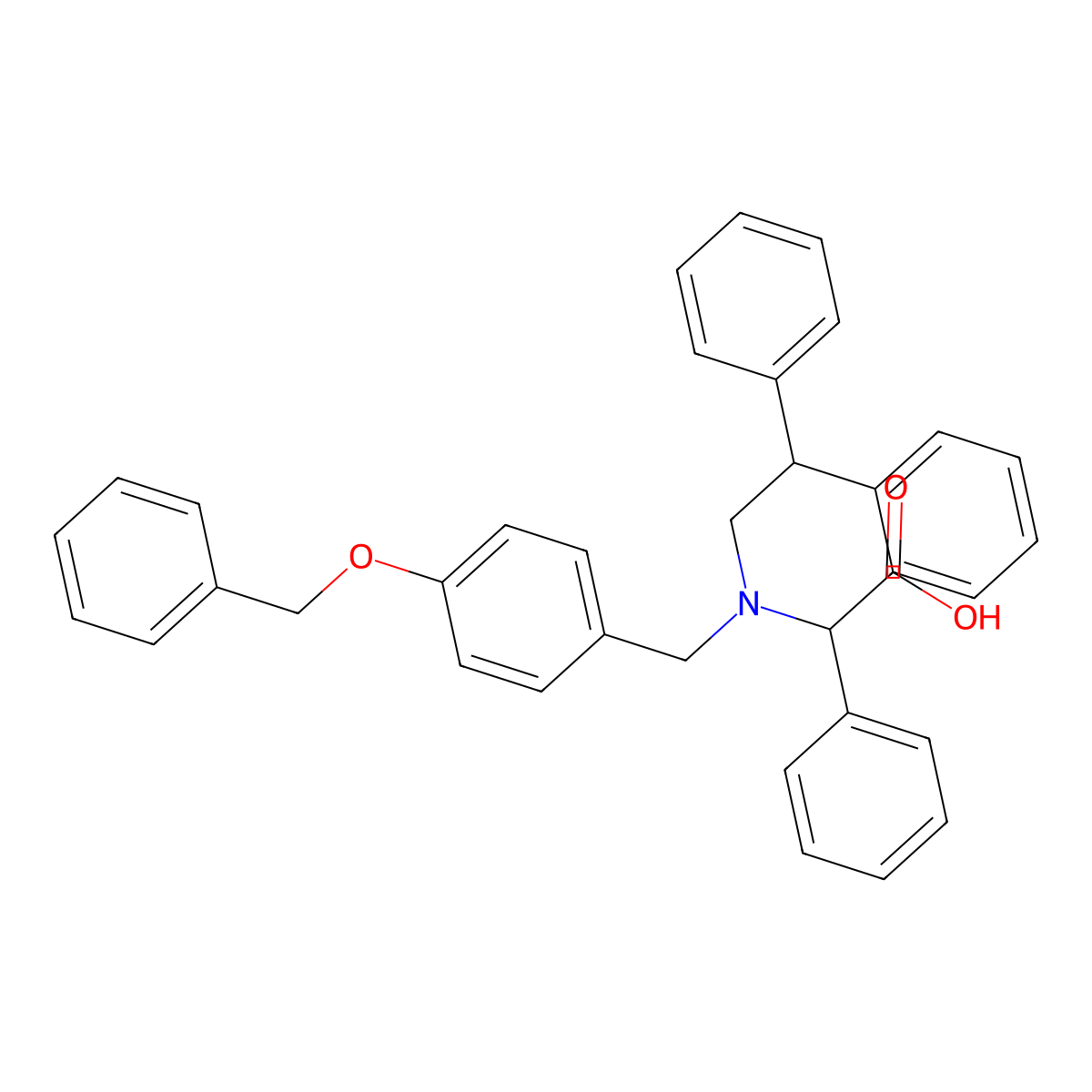 2-({[4-(Benzyloxy)phenyl]methyl}(2,2-diphenylethyl)amino)-2-phenylacetic acid molecular structure, CAS 1253527-62-6