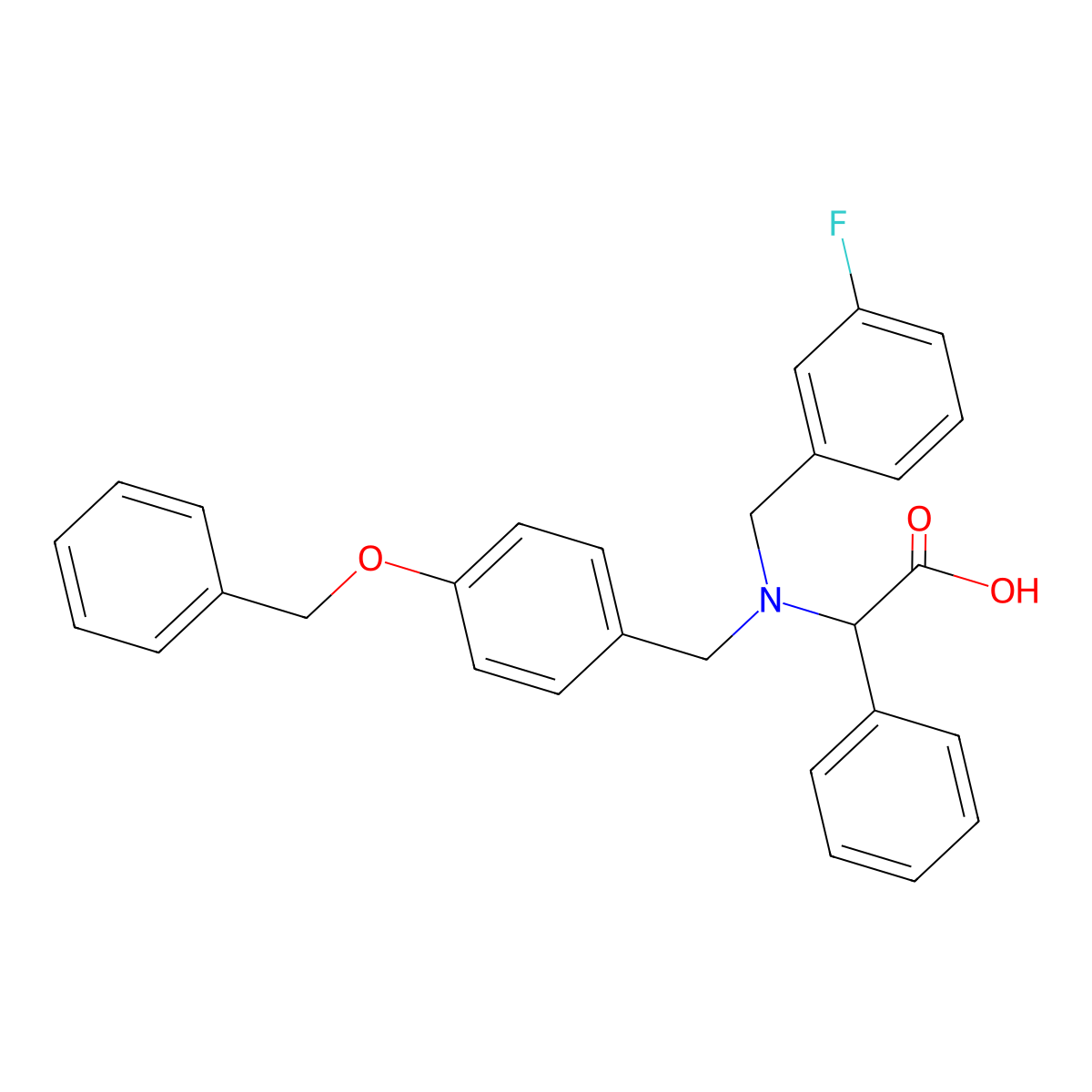 2-({[4-(Benzyloxy)phenyl]methyl}[(3-fluorophenyl)methyl]amino)-2-phenylacetic acid molecular structure, CAS 1253527-63-7