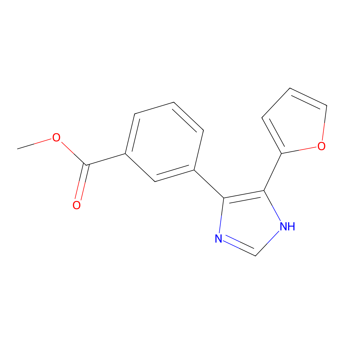 methyl 3-[5-(furan-2-yl)-1H-imidazol-4-yl]benzoate molecular structure, CAS 1253527-66-0