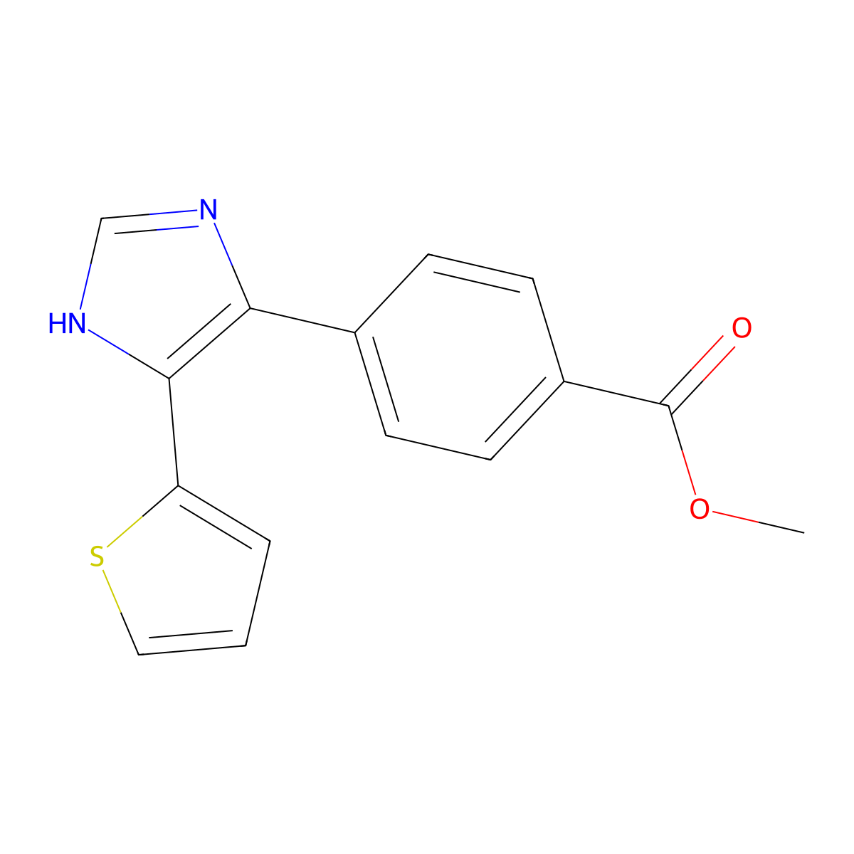 methyl 4-[5-(thiophen-2-yl)-1H-imidazol-4-yl]benzoate molecular structure, CAS 1253527-67-1