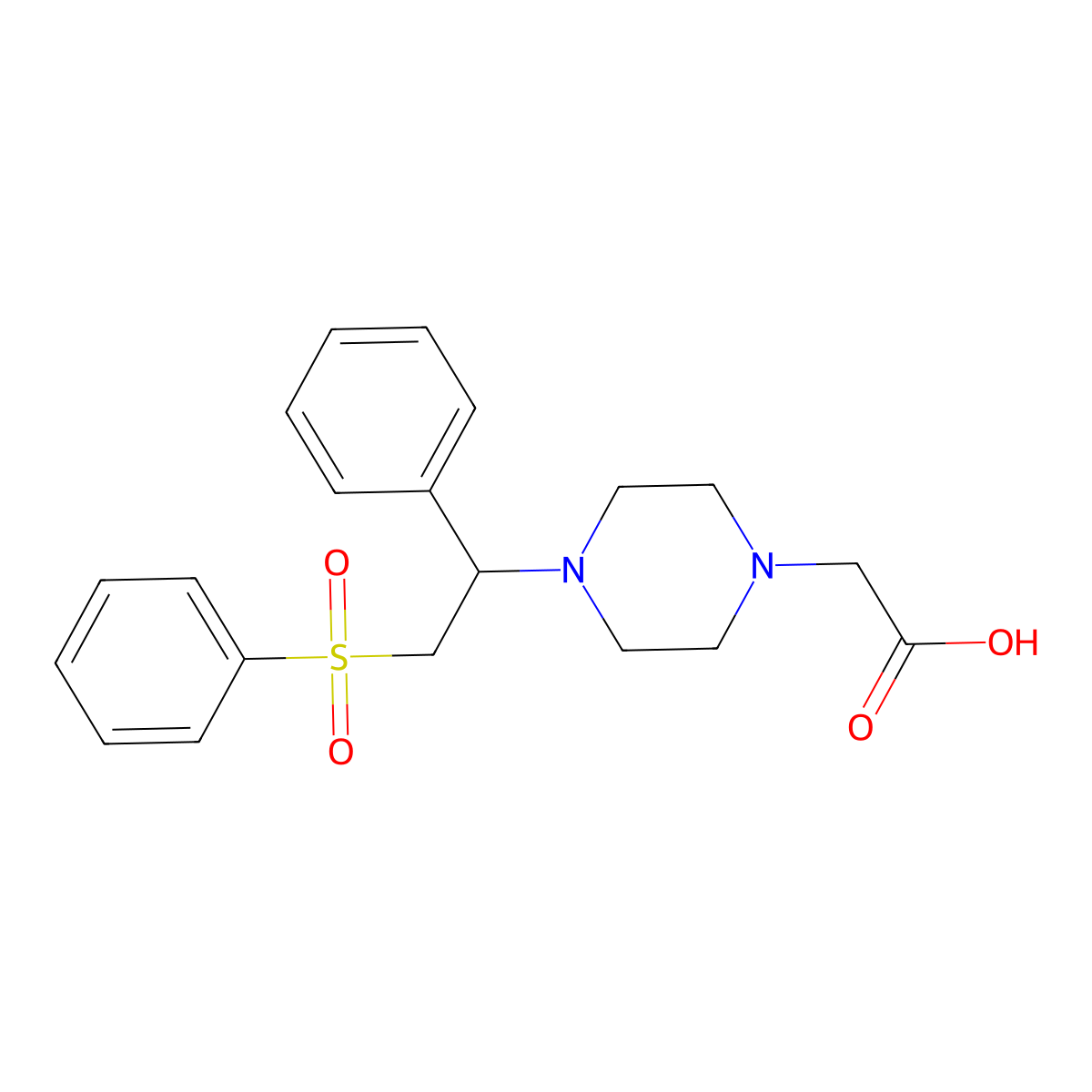 2-{4-[2-(Benzenesulfonyl)-1-phenylethyl]piperazin-1-yl}acetic acid molecular structure, CAS 1253527-71-7