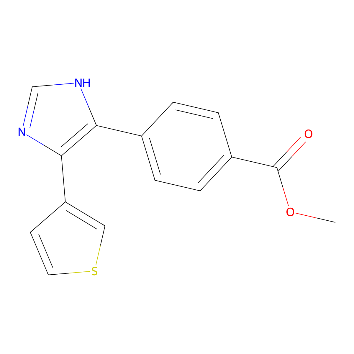 methyl 4-[5-(thiophen-3-yl)-1H-imidazol-4-yl]benzoate molecular structure, CAS 1253527-75-1