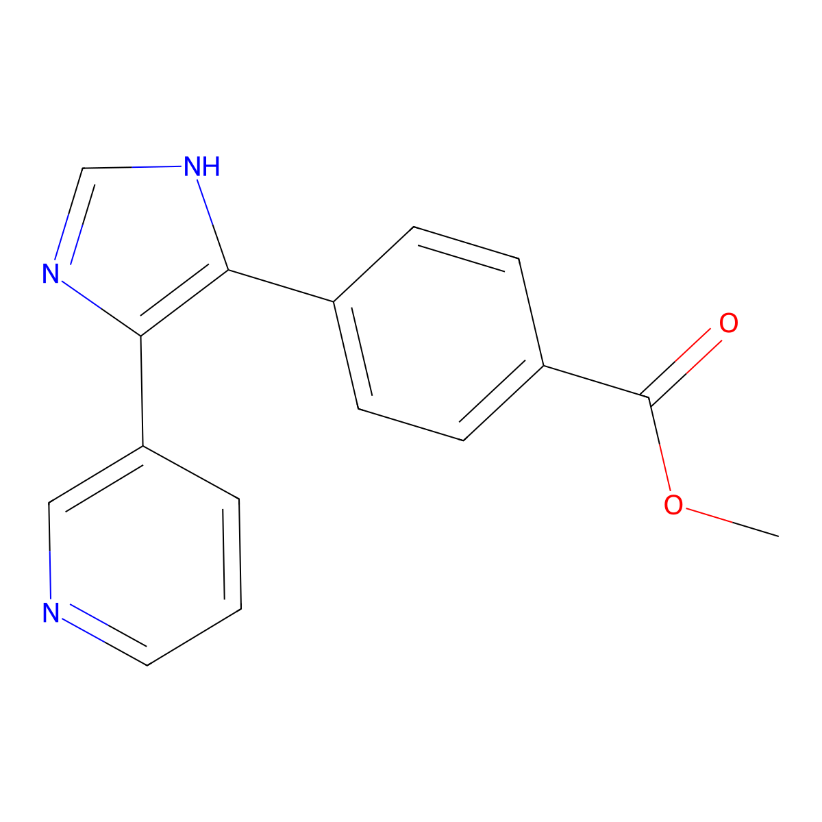methyl 4-[5-(pyridin-3-yl)-1H-imidazol-4-yl]benzoate molecular structure, CAS 1253527-78-4