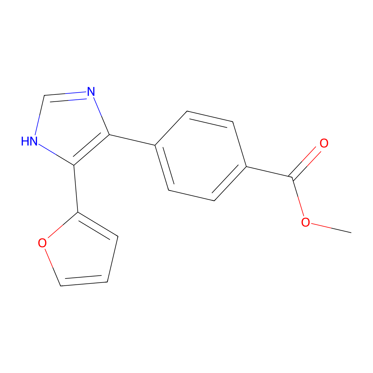 methyl 4-[5-(furan-2-yl)-1H-imidazol-4-yl]benzoate molecular structure, CAS 1253527-80-8