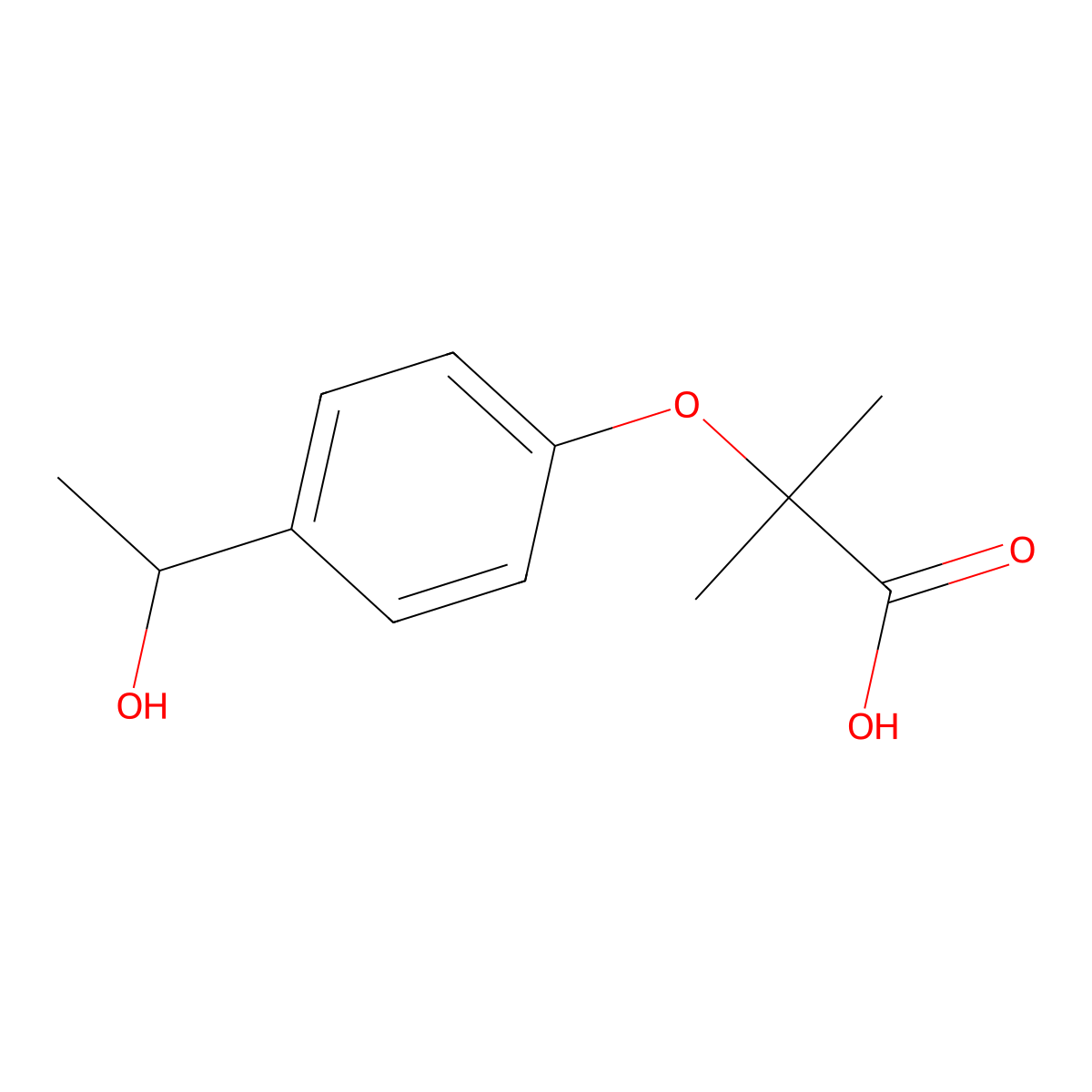 2-[4-(1-Hydroxyethyl)phenoxy]-2-methylpropanoic acid molecular structure, CAS 1253527-88-6