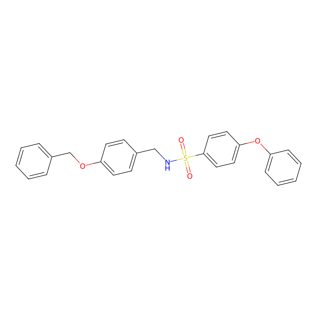 N-{[4-(benzyloxy)phenyl]methyl}-4-phenoxybenzene-1-sulfonamide molecular structure, CAS 1253527-91-1