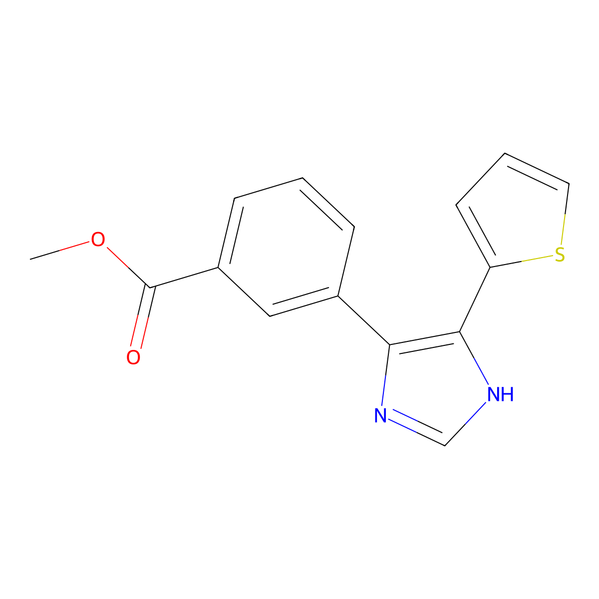 methyl 3-[5-(thiophen-2-yl)-1H-imidazol-4-yl]benzoate molecular structure, CAS 1253527-95-5