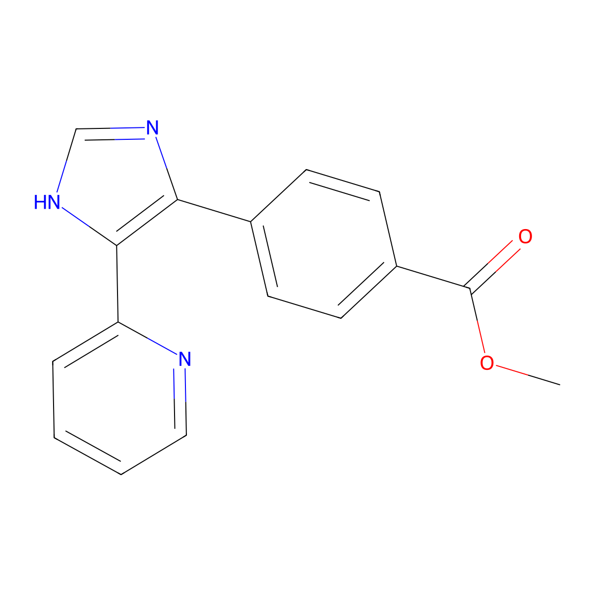 methyl 4-[5-(pyridin-2-yl)-1H-imidazol-4-yl]benzoate molecular structure, CAS 1253527-97-7