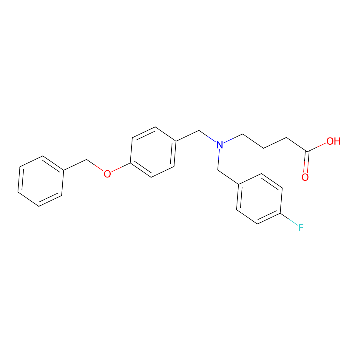 4-({[4-(Benzyloxy)phenyl]methyl}[(4-fluorophenyl)methyl]amino)butanoic acid molecular structure, CAS 1253527-98-8