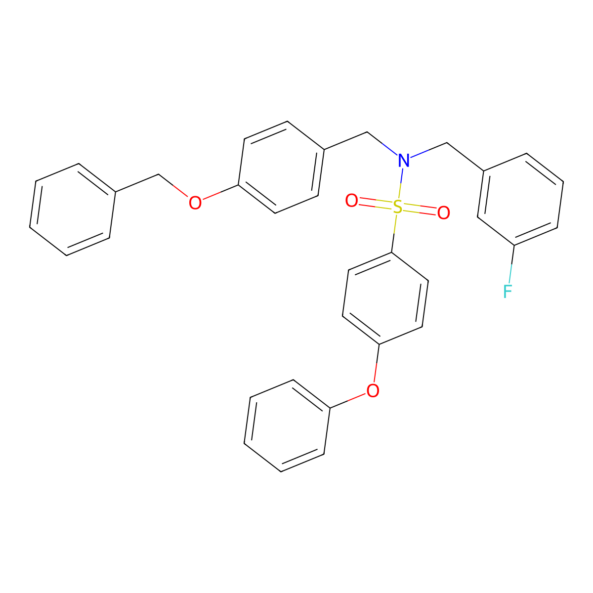 N-{[4-(benzyloxy)phenyl]methyl}-N-[(3-fluorophenyl)methyl]-4-phenoxybenzene-1-sulfonamide molecular structure, CAS 1253528-00-5