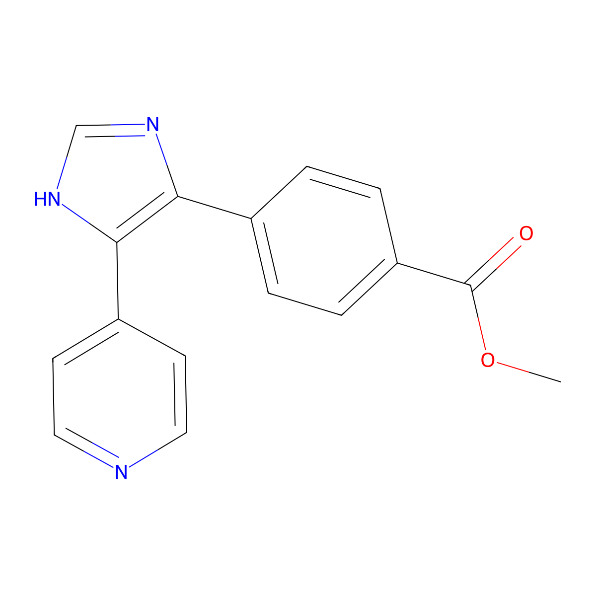 methyl 4-[5-(pyridin-4-yl)-1H-imidazol-4-yl]benzoate molecular structure, CAS 1253528-04-9