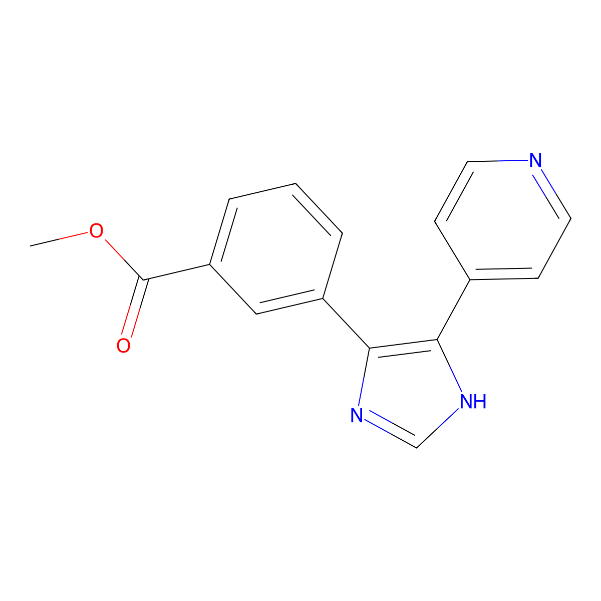 methyl 3-[5-(pyridin-4-yl)-1H-imidazol-4-yl]benzoate molecular structure, CAS 1253528-07-2