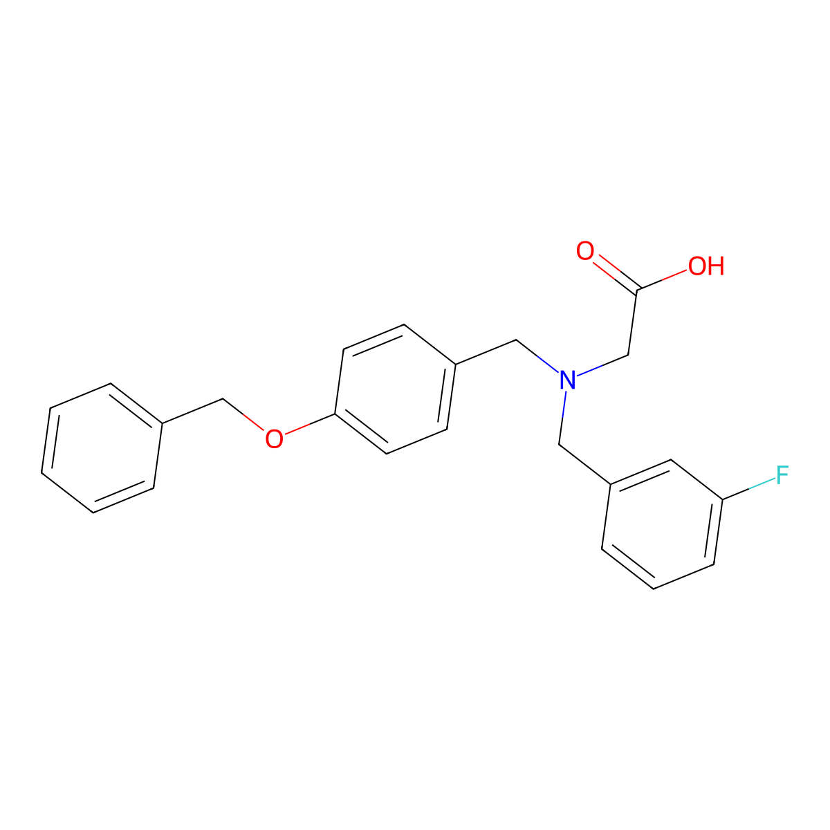 2-({[4-(Benzyloxy)phenyl]methyl}[(3-fluorophenyl)methyl]amino)acetic acid molecular structure, CAS 1253528-09-4