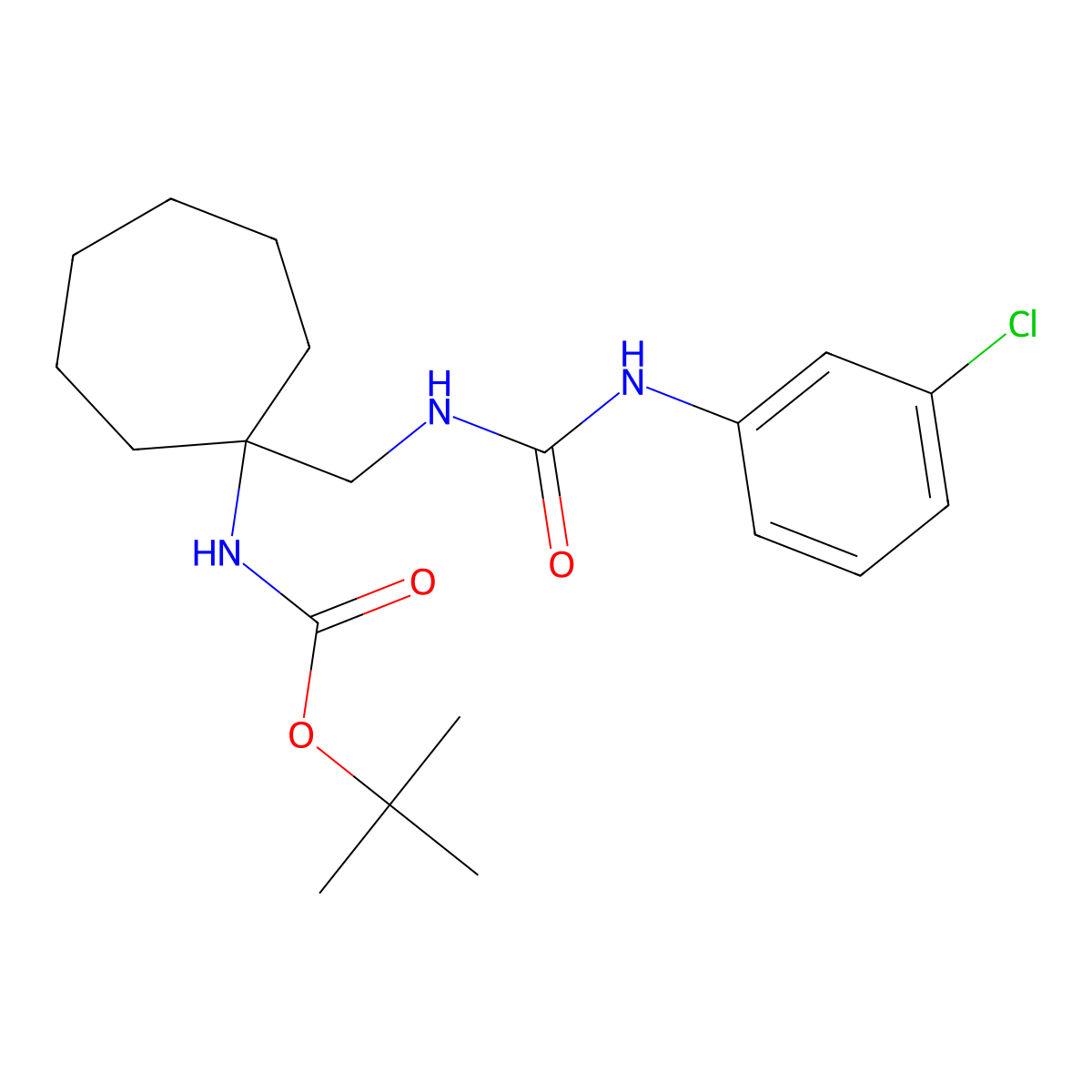 tert-butyl N-[1-({[(3-chlorophenyl)carbamoyl]amino}methyl)cycloheptyl]carbamate molecular structure, CAS 1253528-14-1