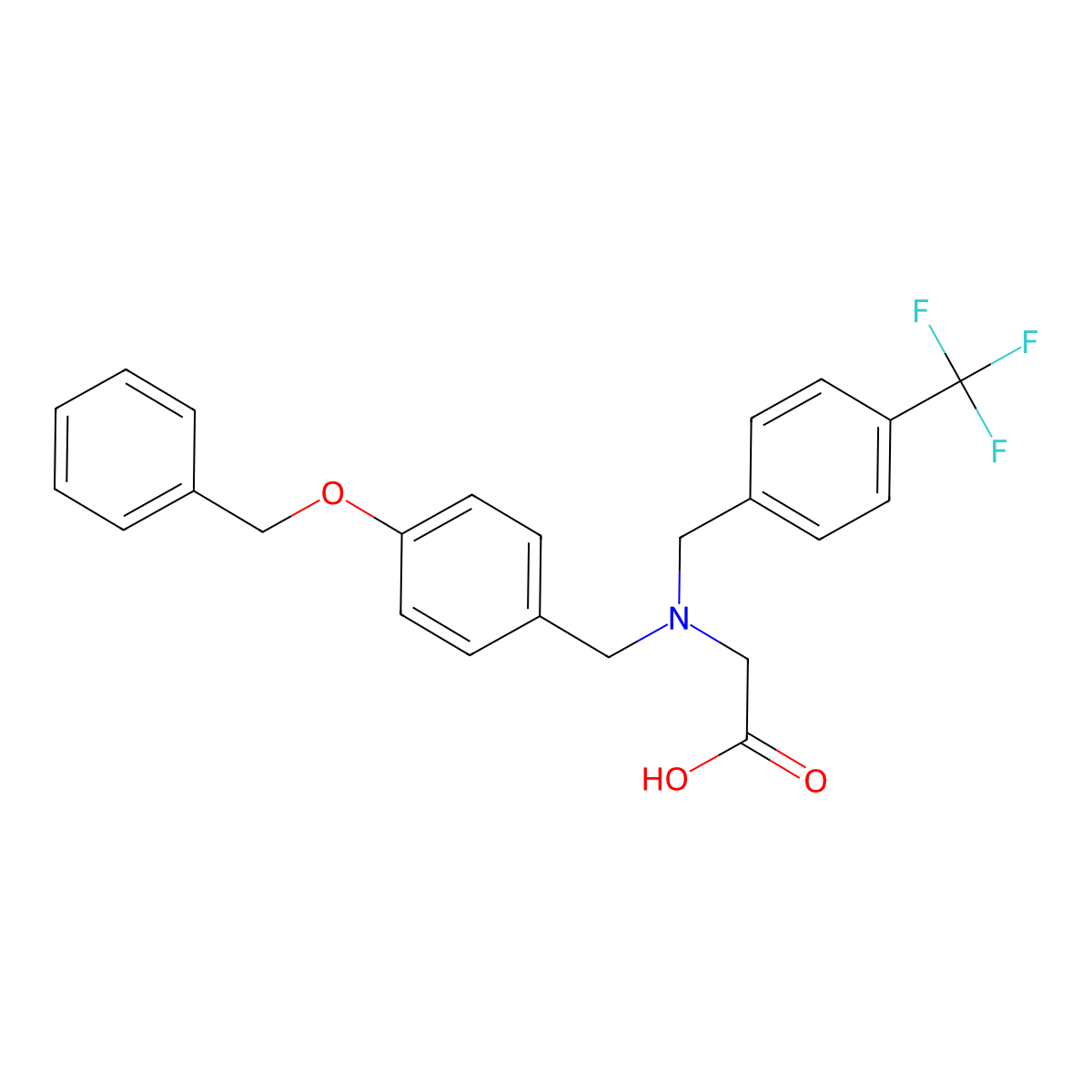 2-({[4-(Benzyloxy)phenyl]methyl}({[4-(trifluoromethyl)phenyl]methyl})amino)acetic acid molecular structure, CAS 1253528-19-6
