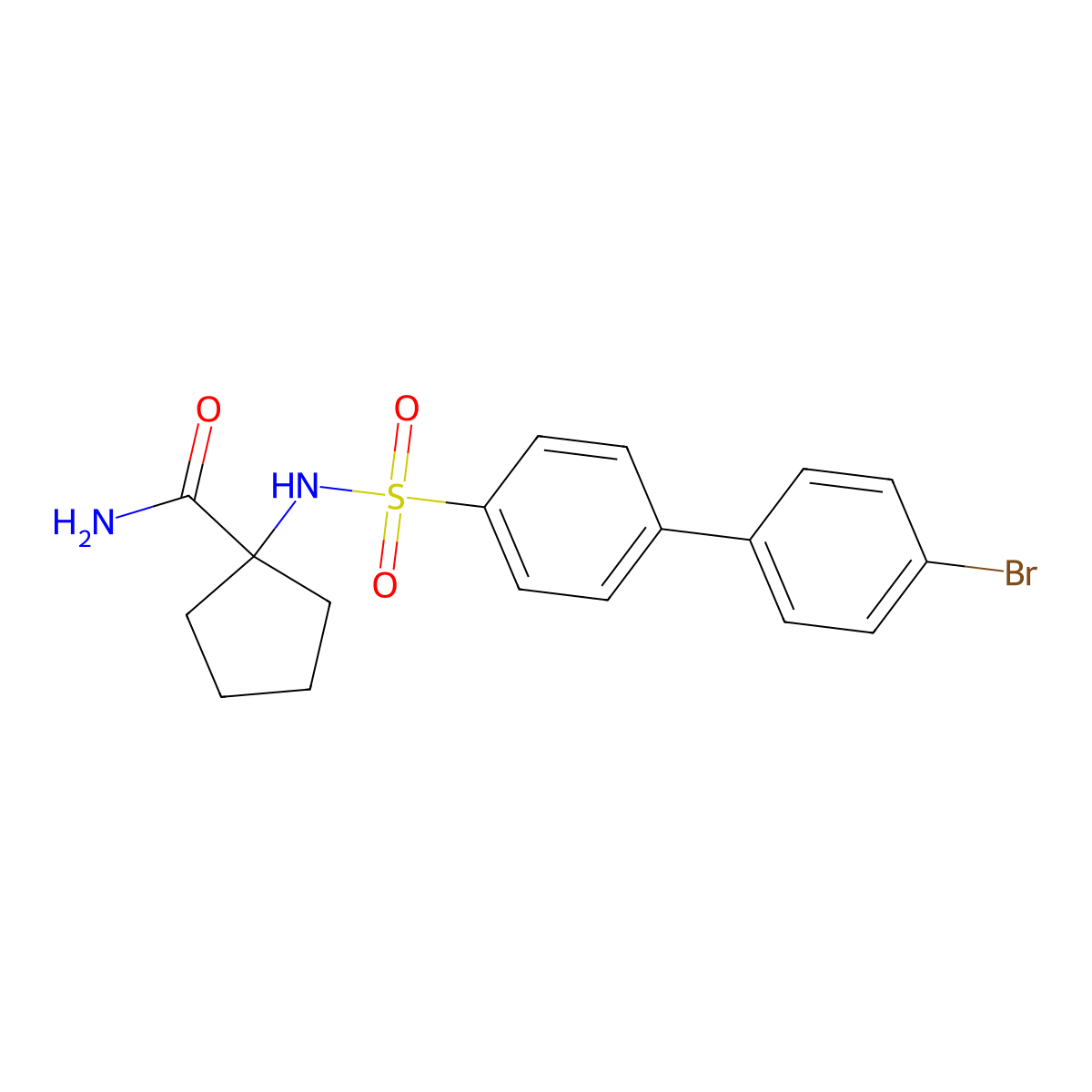 1-[4-(4-Bromophenyl)benzenesulfonamido]cyclopentane-1-carboxamide molecular structure, CAS 1253528-21-0